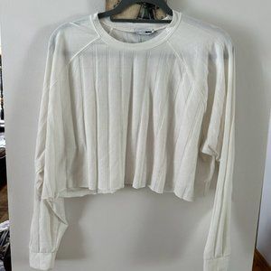 White Crop Top Loose Fit Sweater
